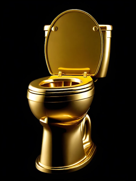 złota luksusowa toaleta na czarnym tle