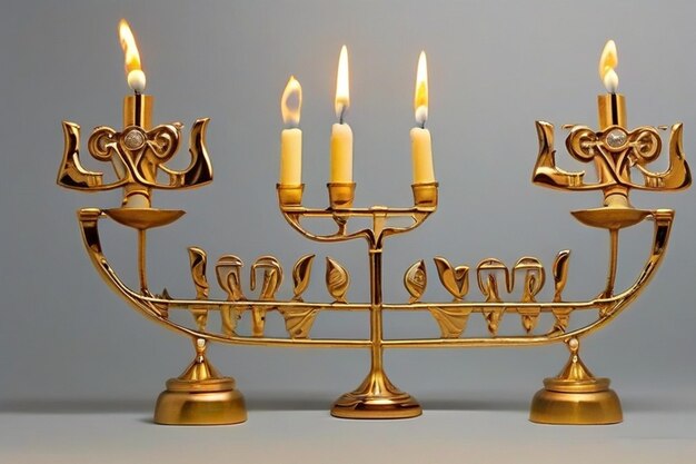 Zdjęcie złota menorah hanukkah