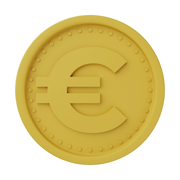 Złota moneta Euro 3D ilustracja izolowana na białym tle