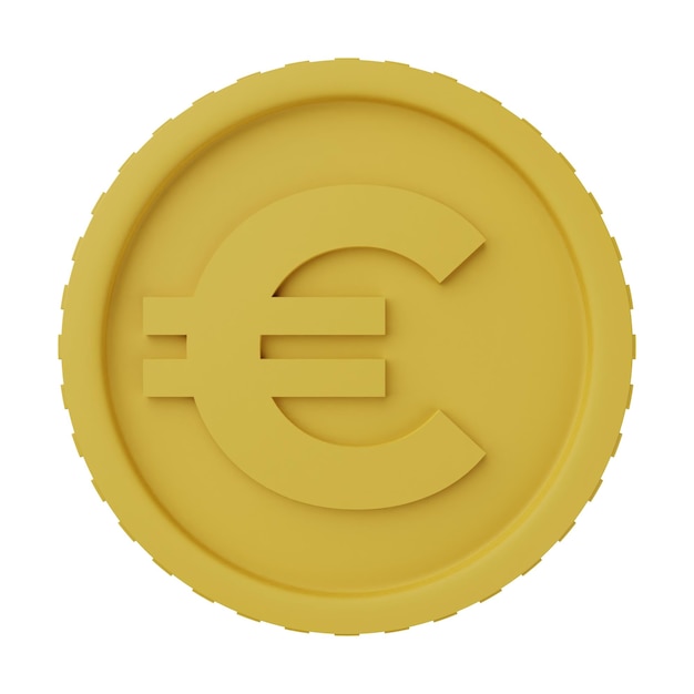 Złota moneta Euro 3D ilustracja izolowana na białym tle