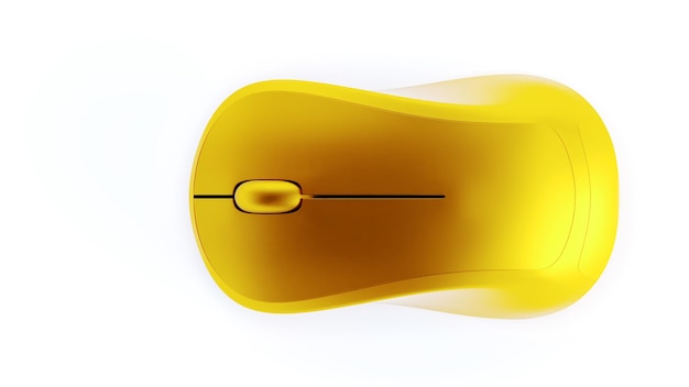 Złota Mysz Komputerowa Wyizolowana Na Białym Tle Widok Z Góry Renderowania 3d