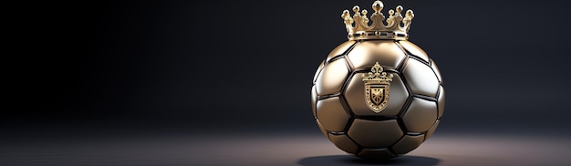 Złota piłka nożna z koroną z miejscem na tekst Generative AI