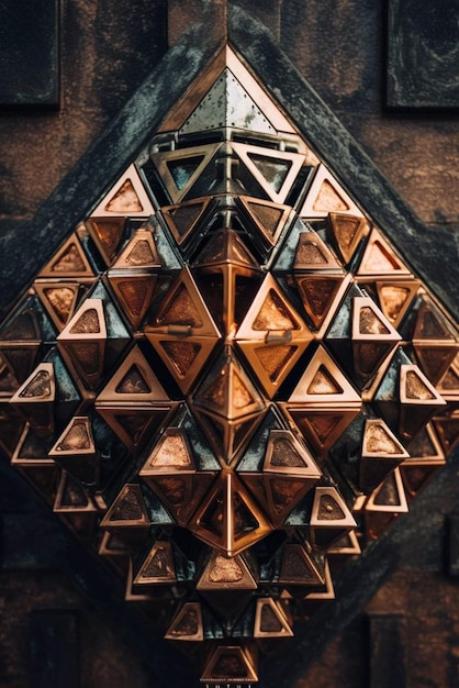 Zdjęcie złota piramida z napisem piramida