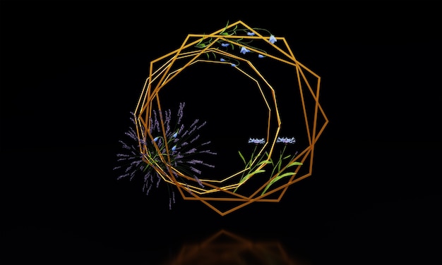 Złota rama kwiatowy na czarnym tle
