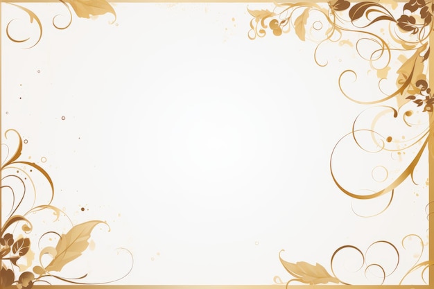 Zdjęcie złota ramka z kwiatowym wzorem na białym tle