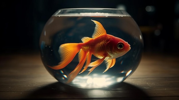Złota rybka w szklanej misce Generative Ai