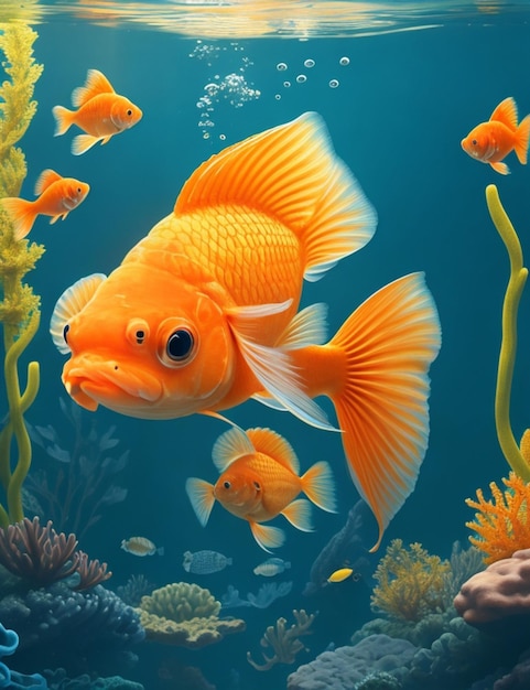 złota rybka wzór ilustracji stylu tła