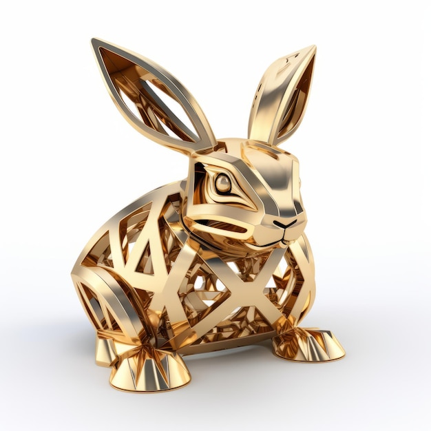 Zdjęcie złota rzeźba królika - arcydzieło sztuki celtyckiej z śladami vray
