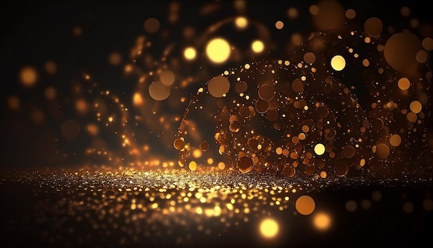 Złote cząsteczki efekt bokeh luksusowe tło Generative AI