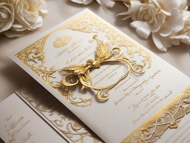 Zdjęcie złote i białe vintage kartki powitawcze luksusowe szablony ozdobne świetnie nadają się do zaproszeń ulotki menu broszury pocztówki tło tapety dekoracja opakowania lub dowolny pożądany pomysł