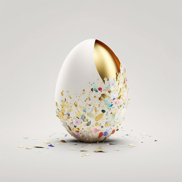 Złote i białe złamane jajka wielkanocne