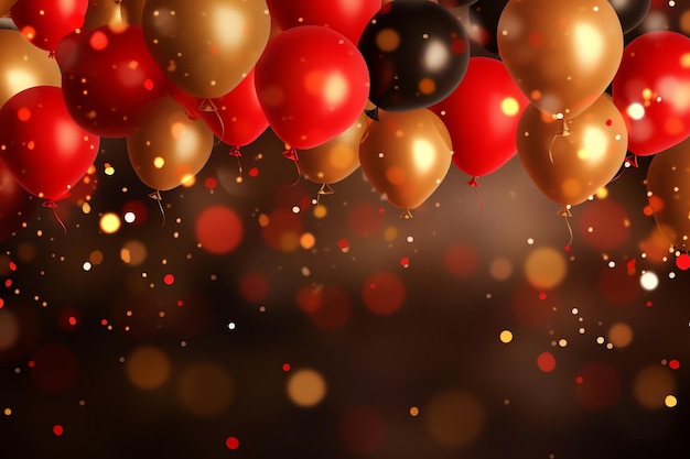 złote i czerwone balony oraz impreza konfetti świętująca z miejsca na kopię