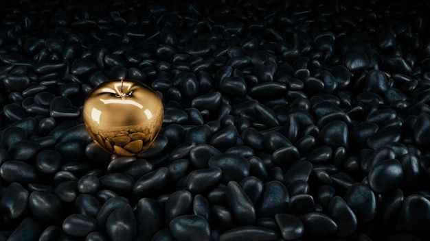 Zdjęcie złote jabłko renderowania 3d