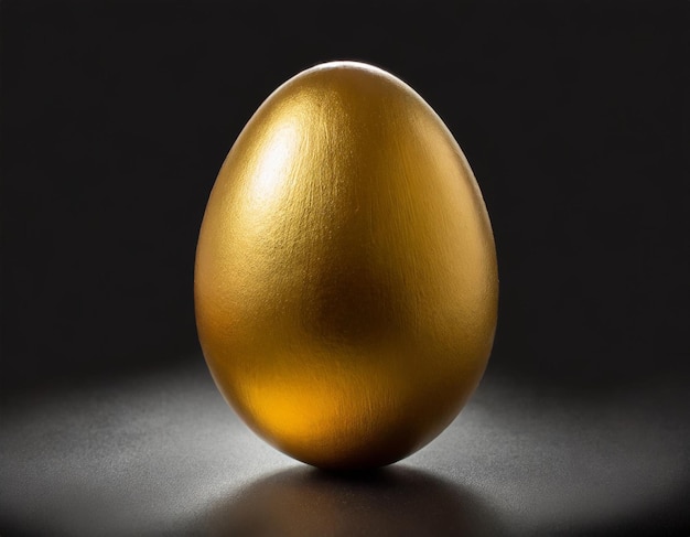 Zdjęcie złote jajko z odbiciem ciemnego tła