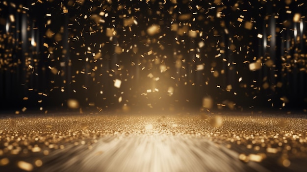 Zdjęcie złote konfety spływają jak radosny deszcz na tętniące życiem i uroczyste sceny.
