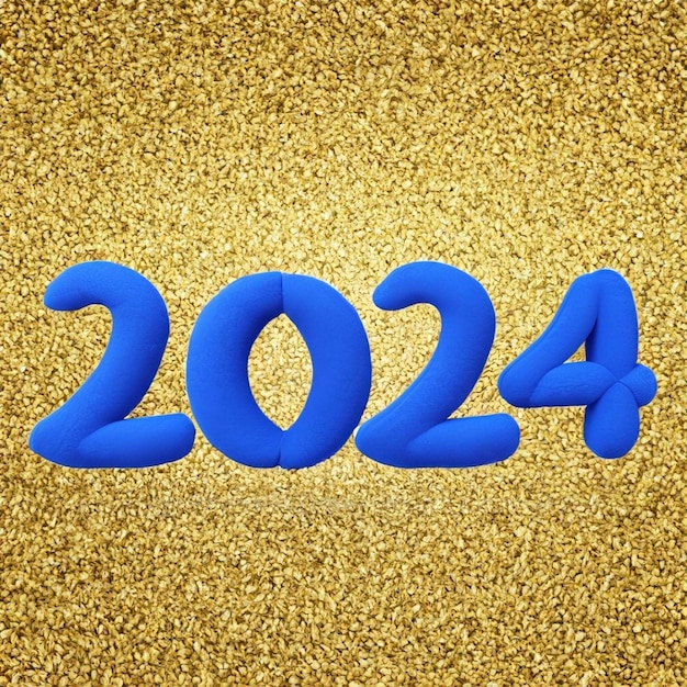 Zdjęcie złote liczby 2024 w perspektywie liczby wolumetryczne nowy rok