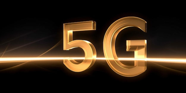 Złote logo 5g z numerem 5g pośrodku.