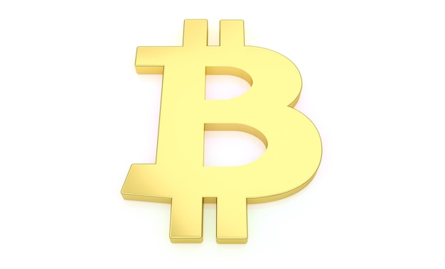 Złote logo monety bitcoin na białym tle