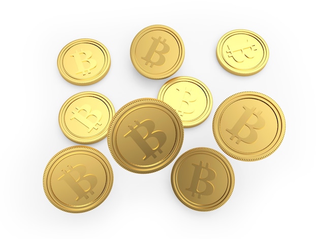 Złote monety bitcoin spadają