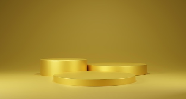 Złote podium do prezentacji produktu Abstrakcyjna pusta złota platforma nagród Renderowanie 3D