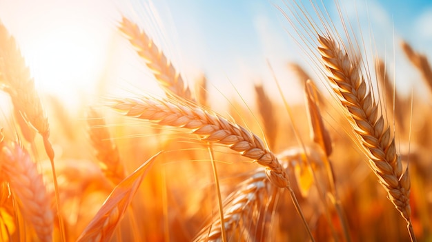 złote pole pszenicy w słoneczny dzień rolnictwo Generative AI