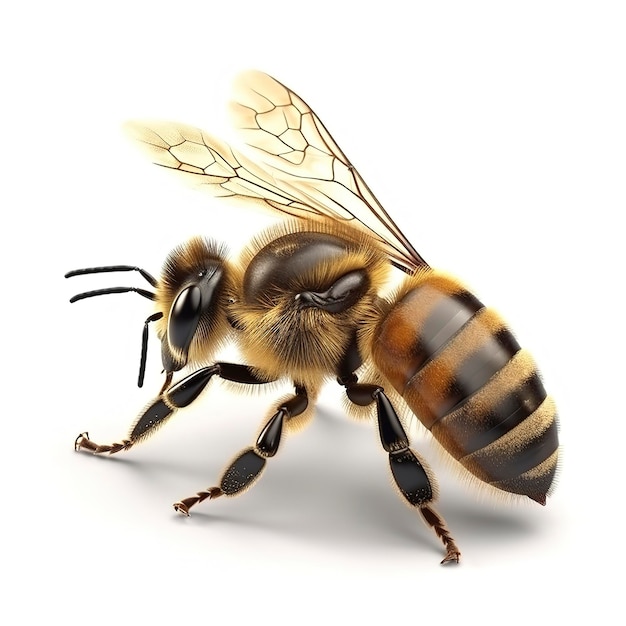 Złote pszczoły miodowe lub pszczoła izolowana na białym tle generują ai
