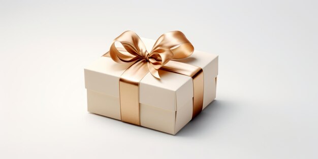 Złote pudełko na prezent na białym tle