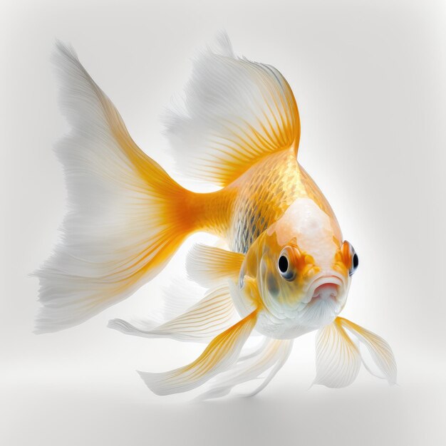 Zdjęcie złote ryby pływające wdzięcznie na białym tle