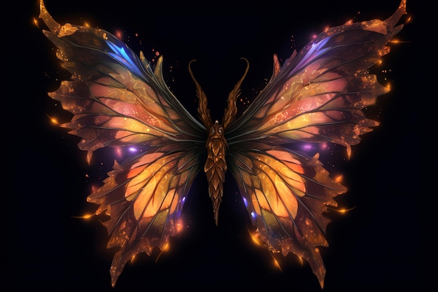 Złote skrzydła anioła i cyfrowe projekty tła wróżek do edycji zdjęć