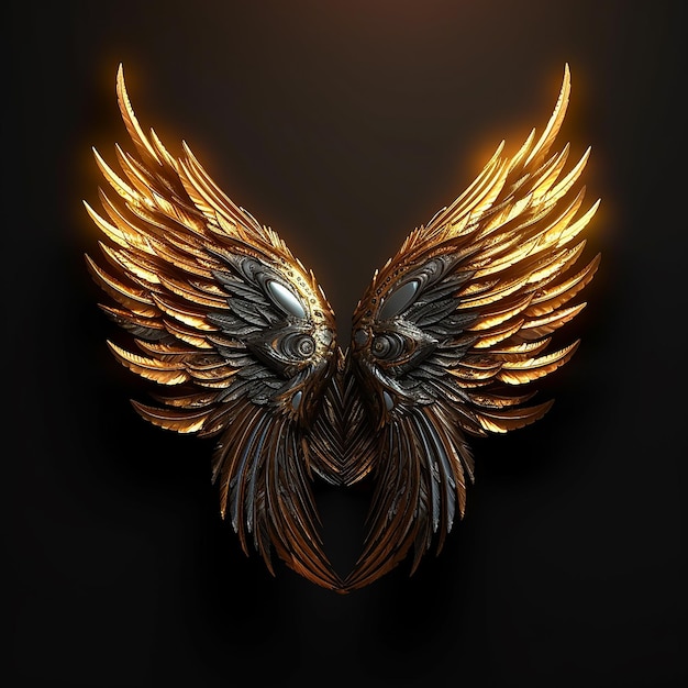 Złote skrzydło, eleganckie logo i czarne tło