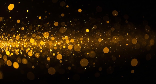 Złote światła Bokeh na czarnym tle