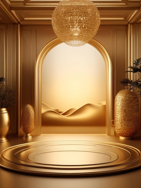 Zdjęcie złote tło wnętrza pomieszczenia