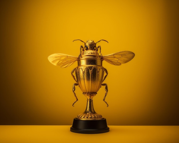 złote trofeum z pszczołą