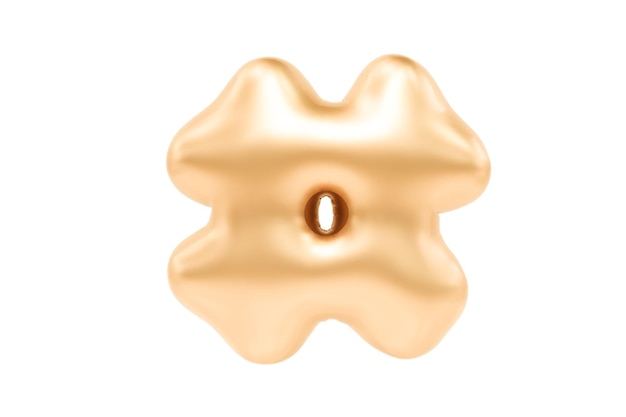 Złoty 3d metaliczny znak hashtag wykonany z realistycznego balonu z helem Premium 3d illustration