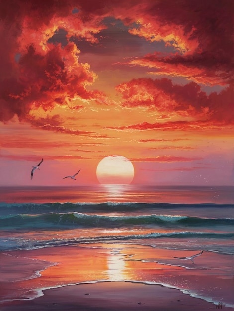 Zdjęcie złoty blask rzuca się na wybrzeże przy zachodzie słońca.