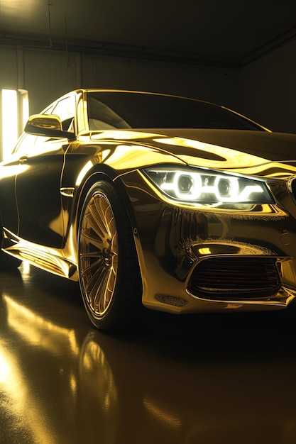 Złoty błyszczący samochód koncepcyjny