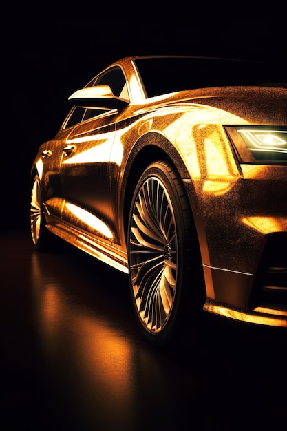 Złoty błyszczący samochód koncepcyjny