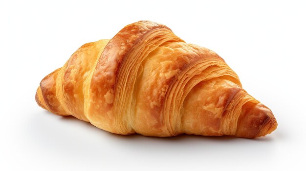 Złoty brązowy croissant na białym tle