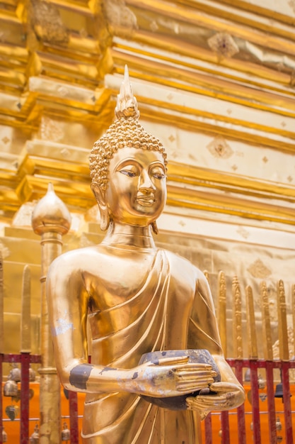 Zdjęcie złoty buddha w świątynnym chiang mai azja tajlandia