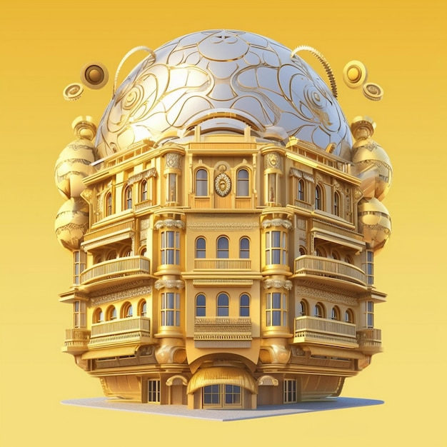 złoty budynek ze złotą kopułą na nim