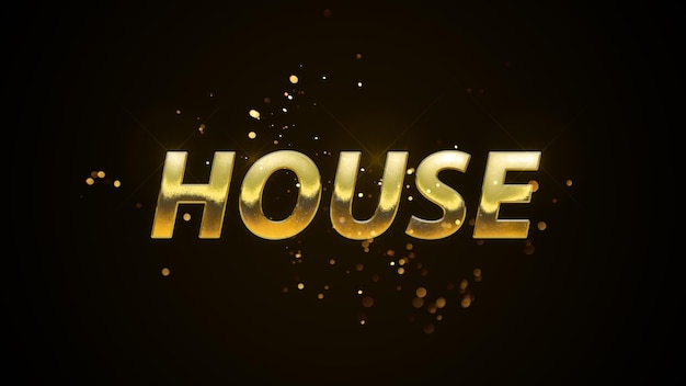 Zdjęcie złoty efekt tekstowy ze słowem dom w środku