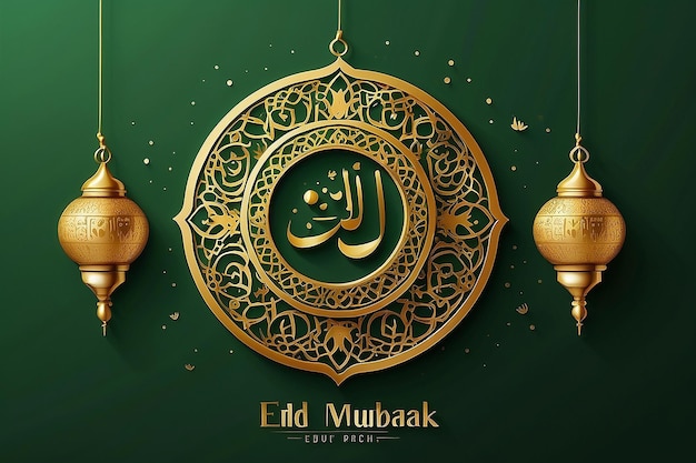 Złoty Eid Mubarak Świętowanie islamskiego święta na zielonym