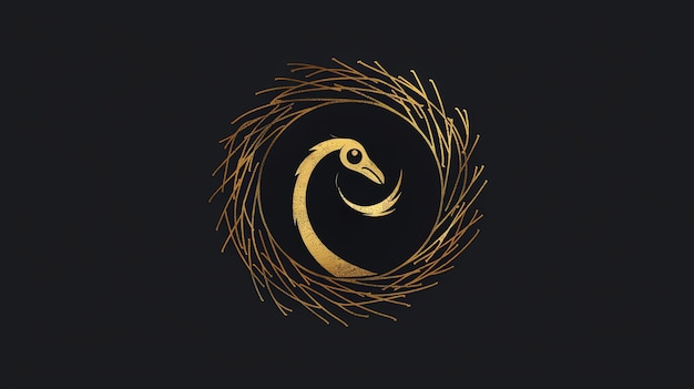 Zdjęcie złoty feniks wznosi się z popiołów w gnieździe gałęzi mityczny ptak jest symbolem nadziei odnowy i przemiany