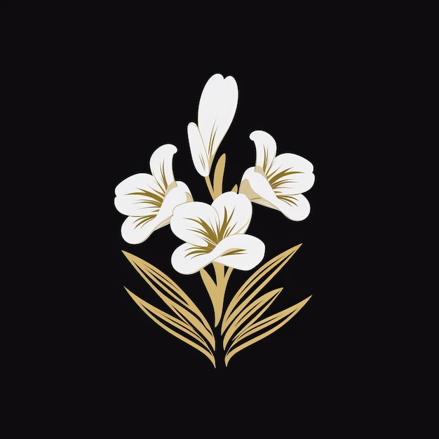 Złoty I Biały Kwiat Logo Na Czarnym Tle