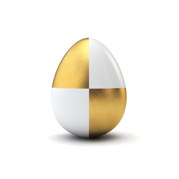 Złoty i biały wzór luksusowe jajko wielkanocne Renderowanie 3D