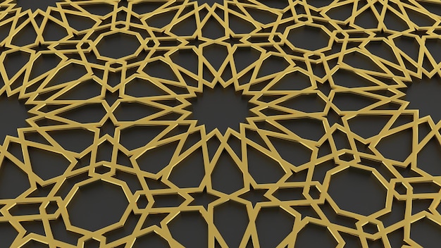 Złoty islamski wzór w dperspective wiev ramadan arabeska złoty ornament z marokańskiego koła