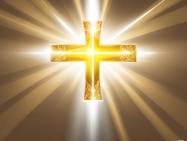 Złoty krzyż na chrześcijańskim symbolu
