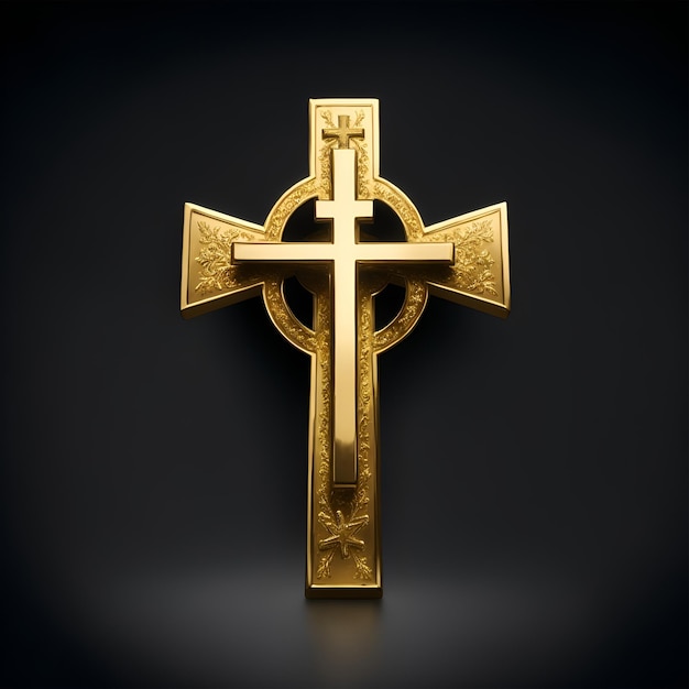 Złoty krzyż z napisem Jezus