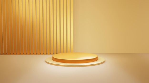 Złoty luksusowy podium kolor d tło z geometrycznymi kształtami koło wyświetla pusty cokół na jednym flo