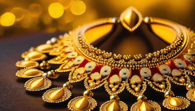 Złoty naszyjnik składający się ze złotego naszyjnika i kolczyków